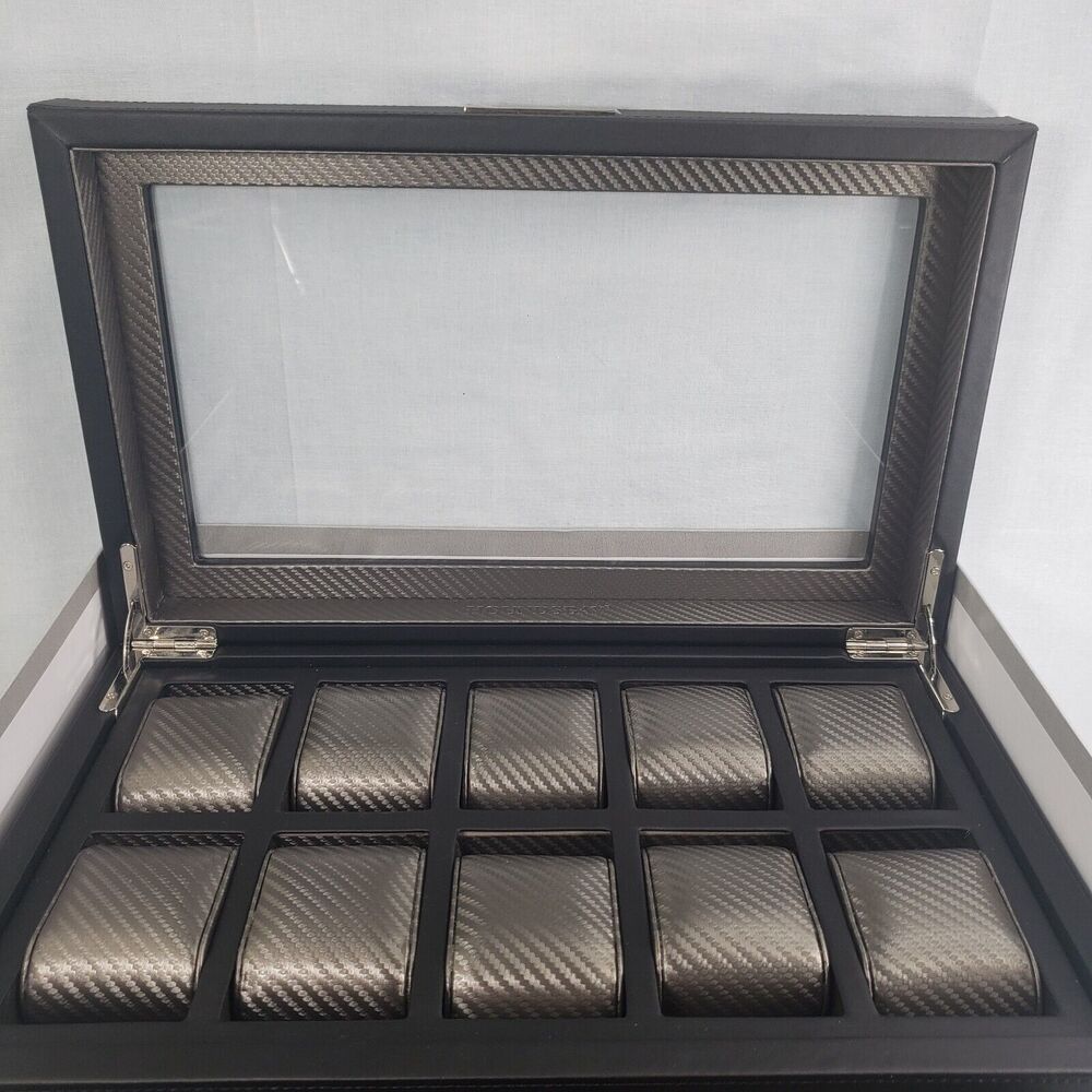 Houndsbay Yachtsman Vegan Leather Watch Jewelry Case 10 Slots With Pull Out Draw - Picture 7 of 16